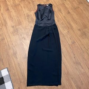 Ann Taylor Black Satin Top Maxi Evening Gown Dress Size 2